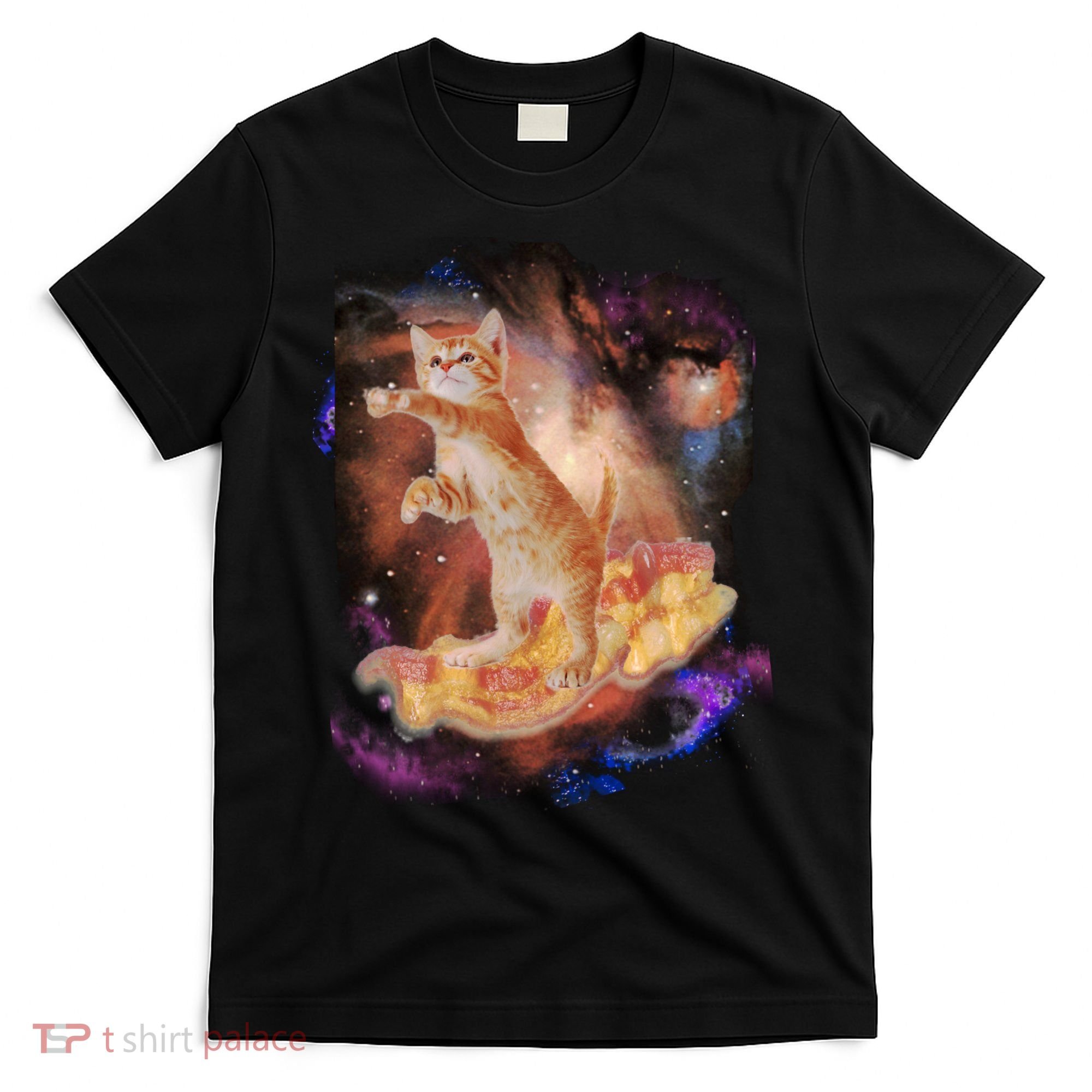 Cat Surfing Bacon In Space T-Shirt
