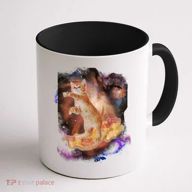 Cat Surfing Bacon In Space Coffee Mug back