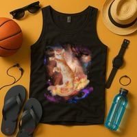 Cat Surfing Bacon In Space Tank Top thumb 4