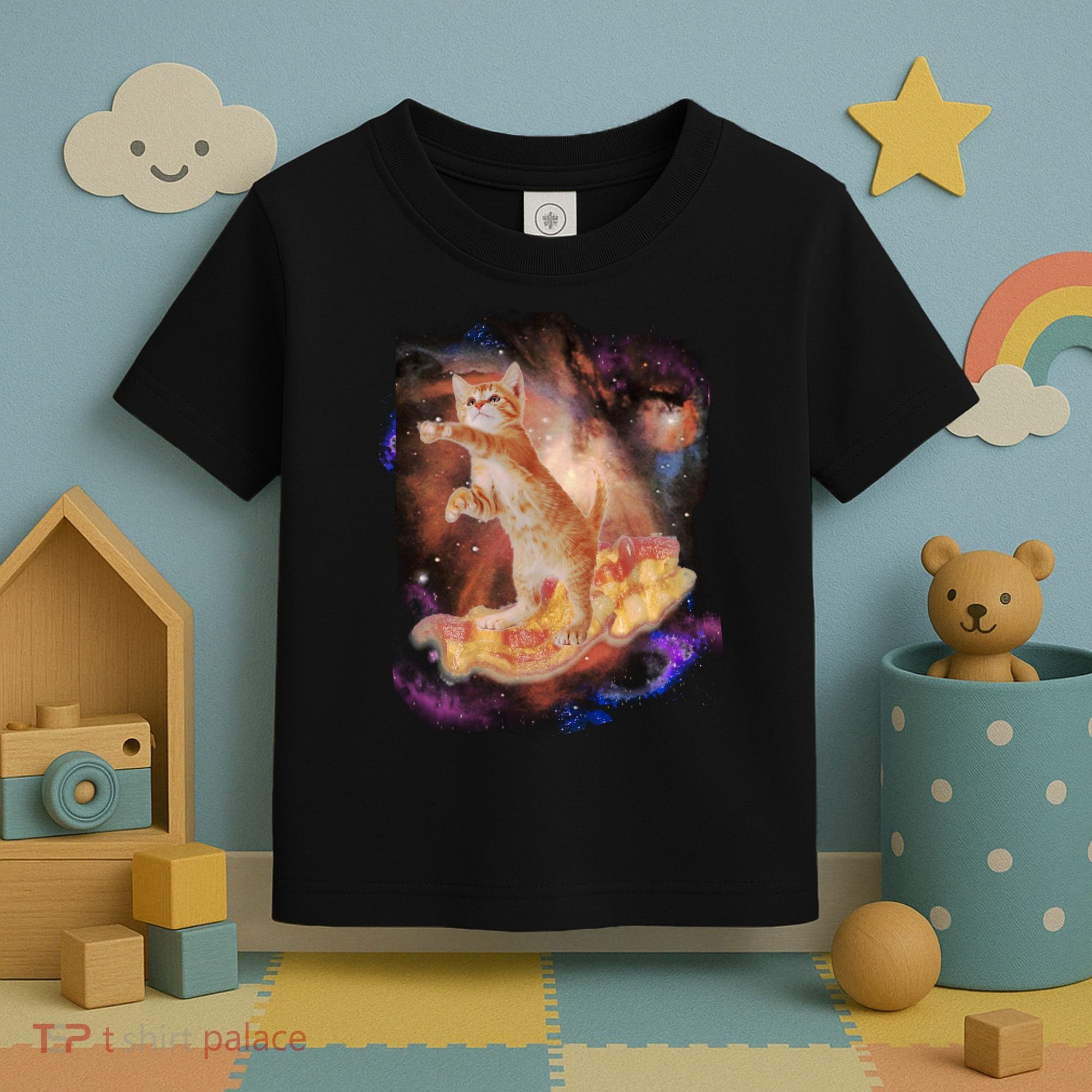 Cat Surfing Bacon In Space Toddler T-Shirt