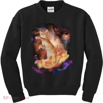 Cat Surfing Bacon In Space Kids Sweatshirt