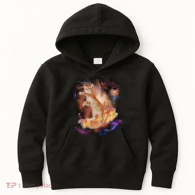 Cat Surfing Bacon In Space Kids Hoodie