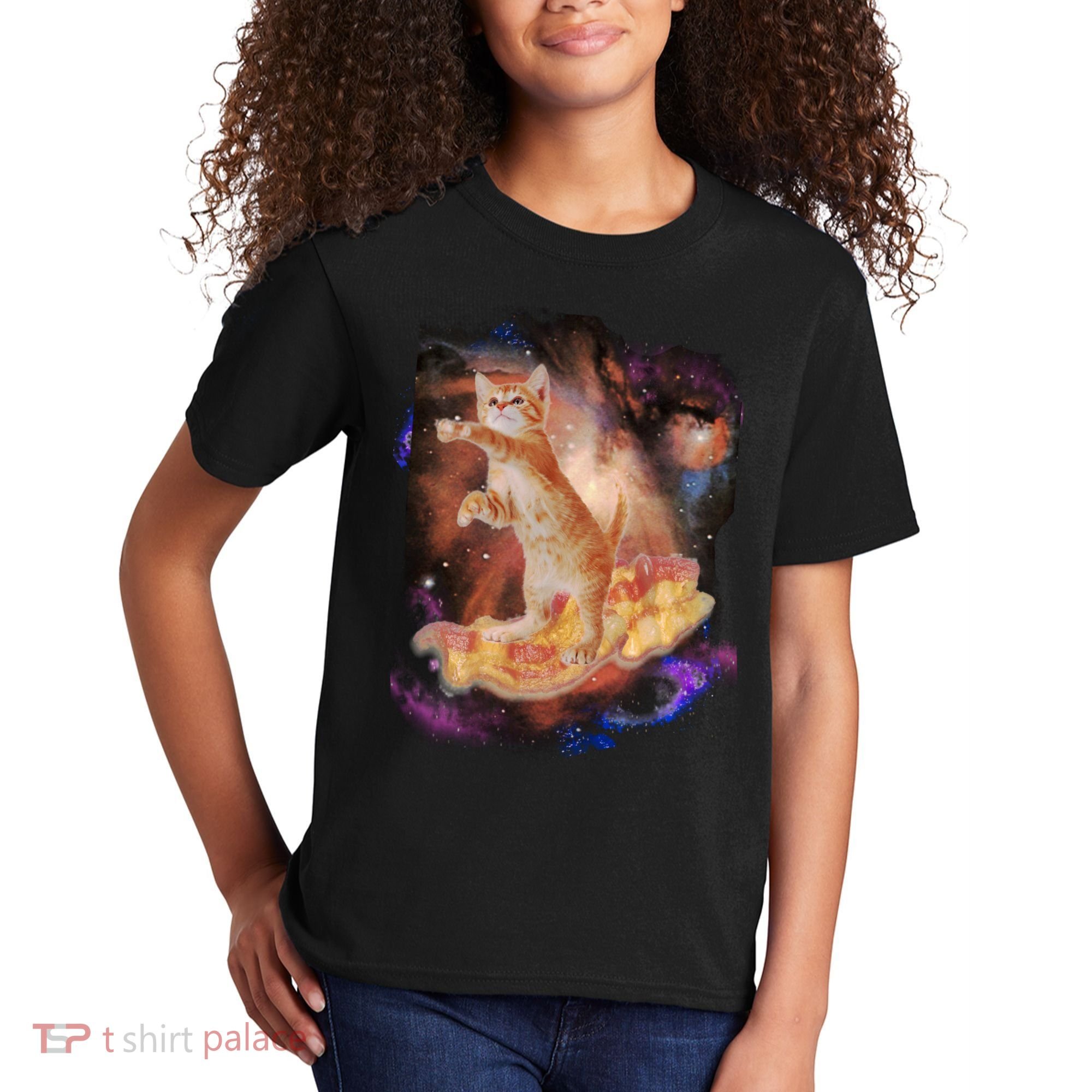 Cat Surfing Bacon In Space Kids T-Shirt