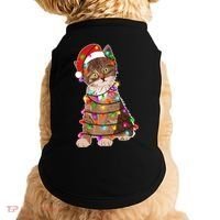 Cat Tangled in Christmas Lights Santa Kitten Doggie Tank thumb 0