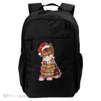 Cat Tangled in Christmas Lights Santa Kitten Backpack thumb 0