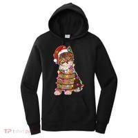 Cat Tangled in Christmas Lights Santa Kitten Women's Hoodie thumb 0