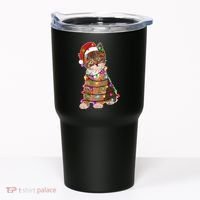 Cat Tangled in Christmas Lights Santa Kitten Tumbler thumb 0