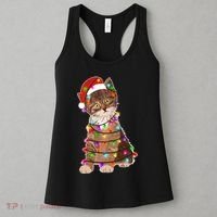 Cat Tangled in Christmas Lights Santa Kitten Women's Tank Top thumb 3