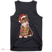 Cat Tangled in Christmas Lights Santa Kitten Tank Top thumb 0