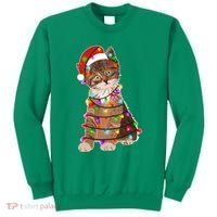 Cat Tangled in Christmas Lights Santa Kitten Sweatshirt thumb 0