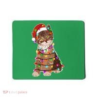 Cat Tangled in Christmas Lights Santa Kitten Mousepad thumb 0
