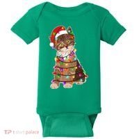 Cat Tangled in Christmas Lights Santa Kitten Baby Bodysuit thumb 0