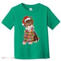 Cat Tangled in Christmas Lights Santa Kitten Toddler T-Shirt thumb 0