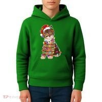 Cat Tangled in Christmas Lights Santa Kitten Kids Hoodie thumb 4