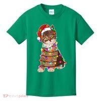 Cat Tangled in Christmas Lights Santa Kitten Kids T-Shirt thumb 0