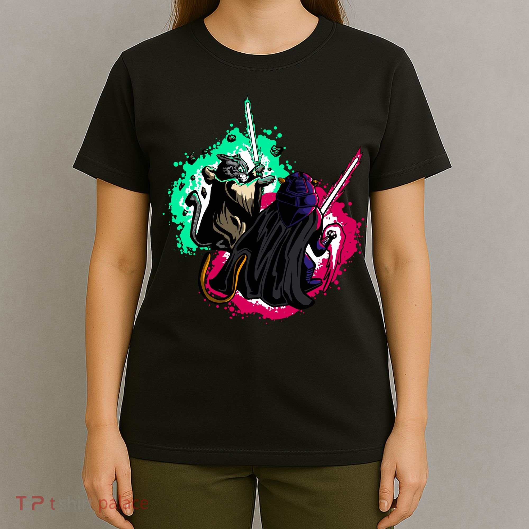 Cat Wars Light Swords Star Cats Funny T-Shirt