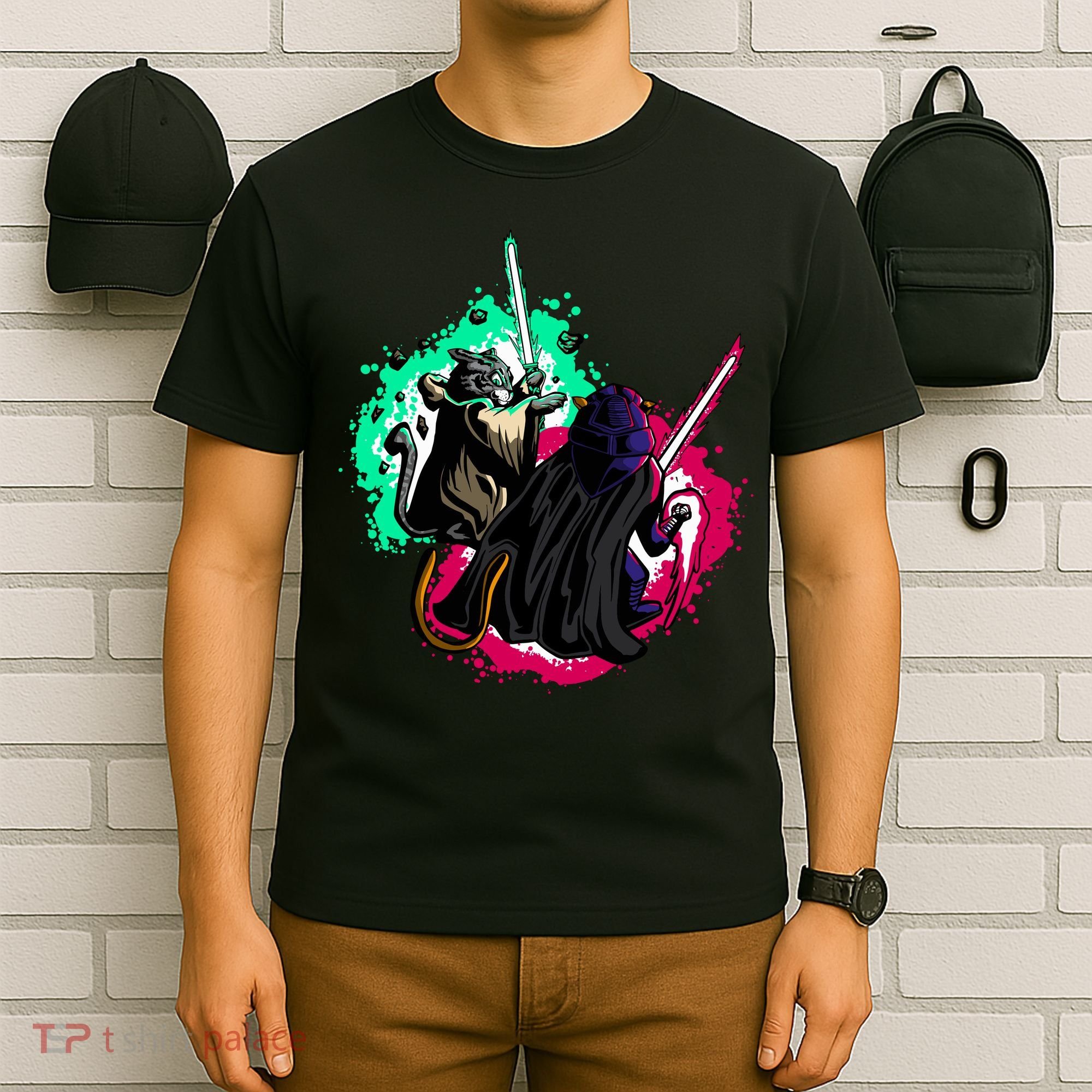 Cat Wars Light Swords Star Cats Funny T-Shirt