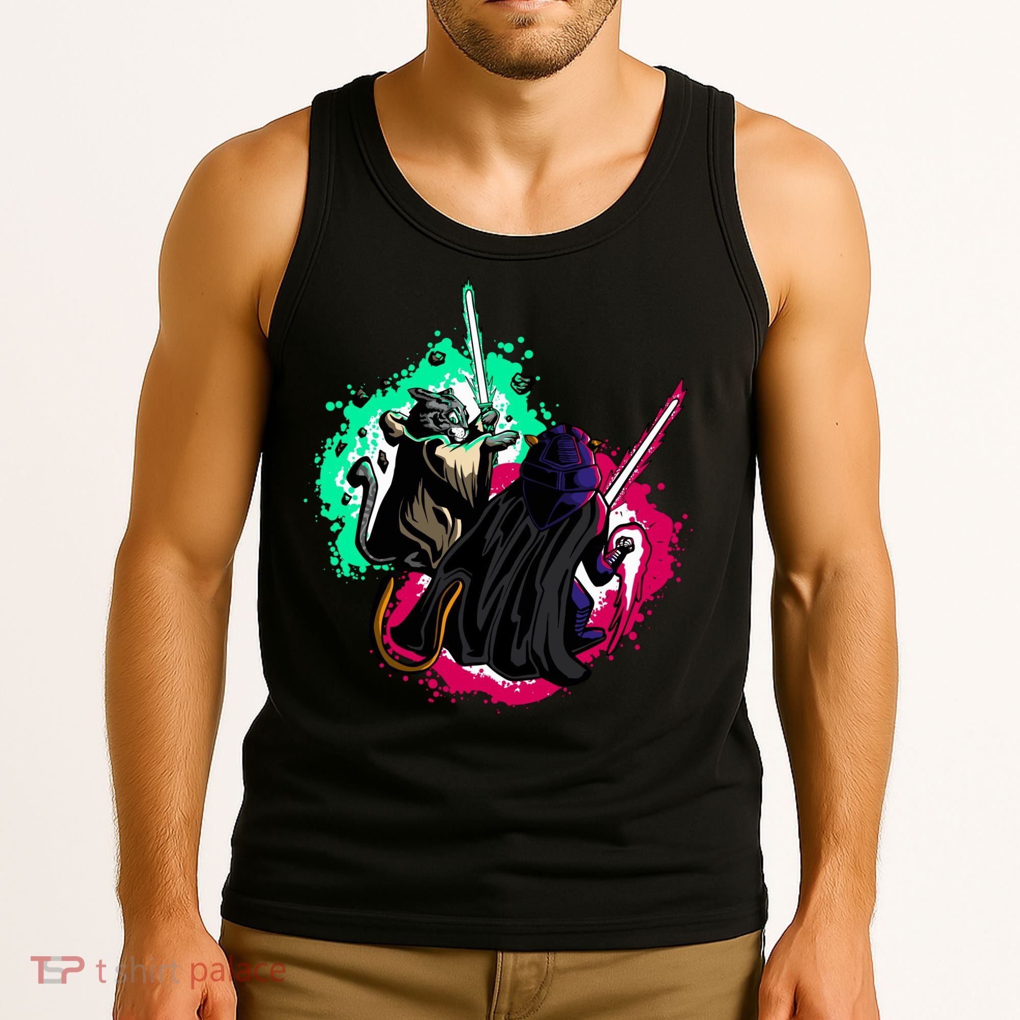 Cat Wars Light Swords Star Cats Funny Tank Top