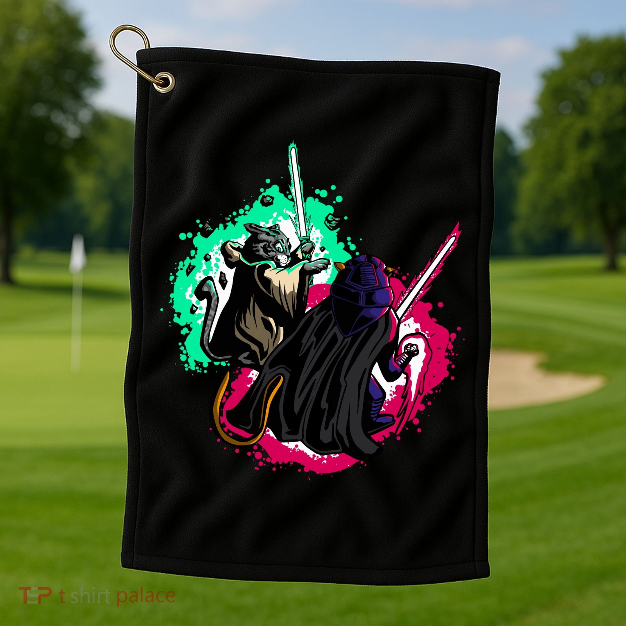 Cat Wars Light Swords Star Cats Funny Golf Towel