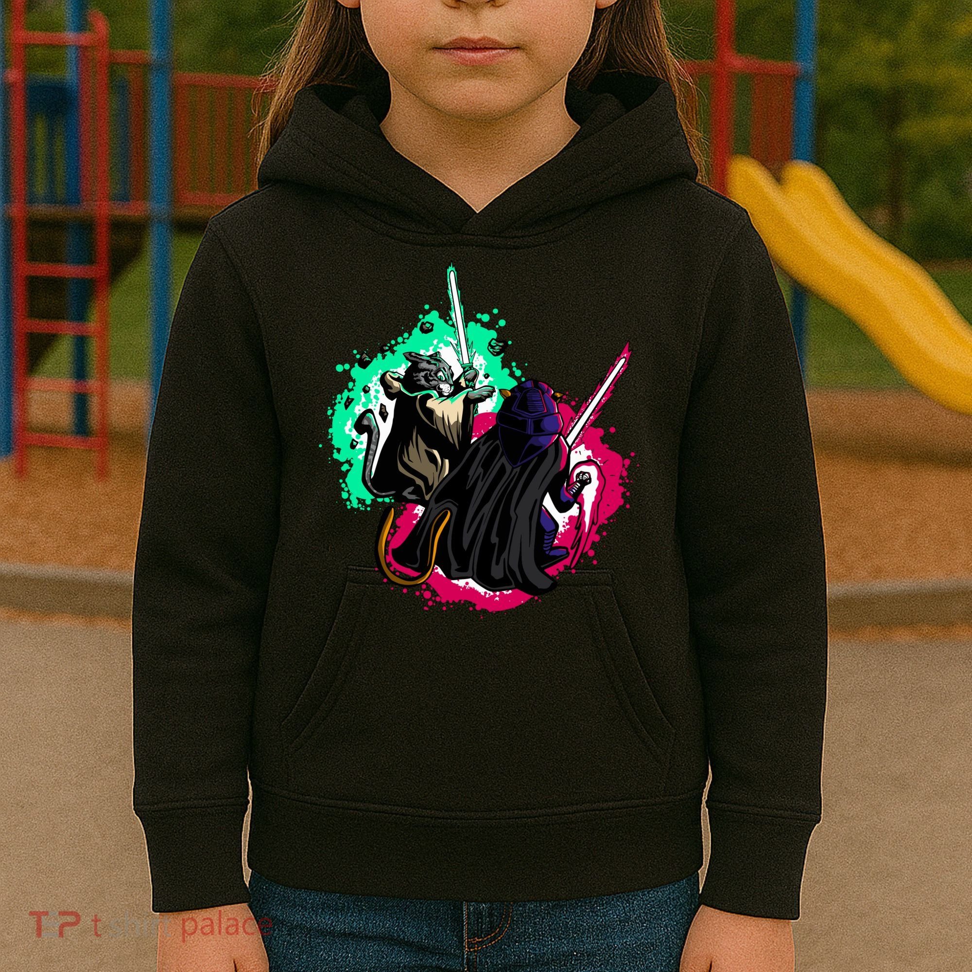 Cat Wars Light Swords Star Cats Funny Kids Hoodie