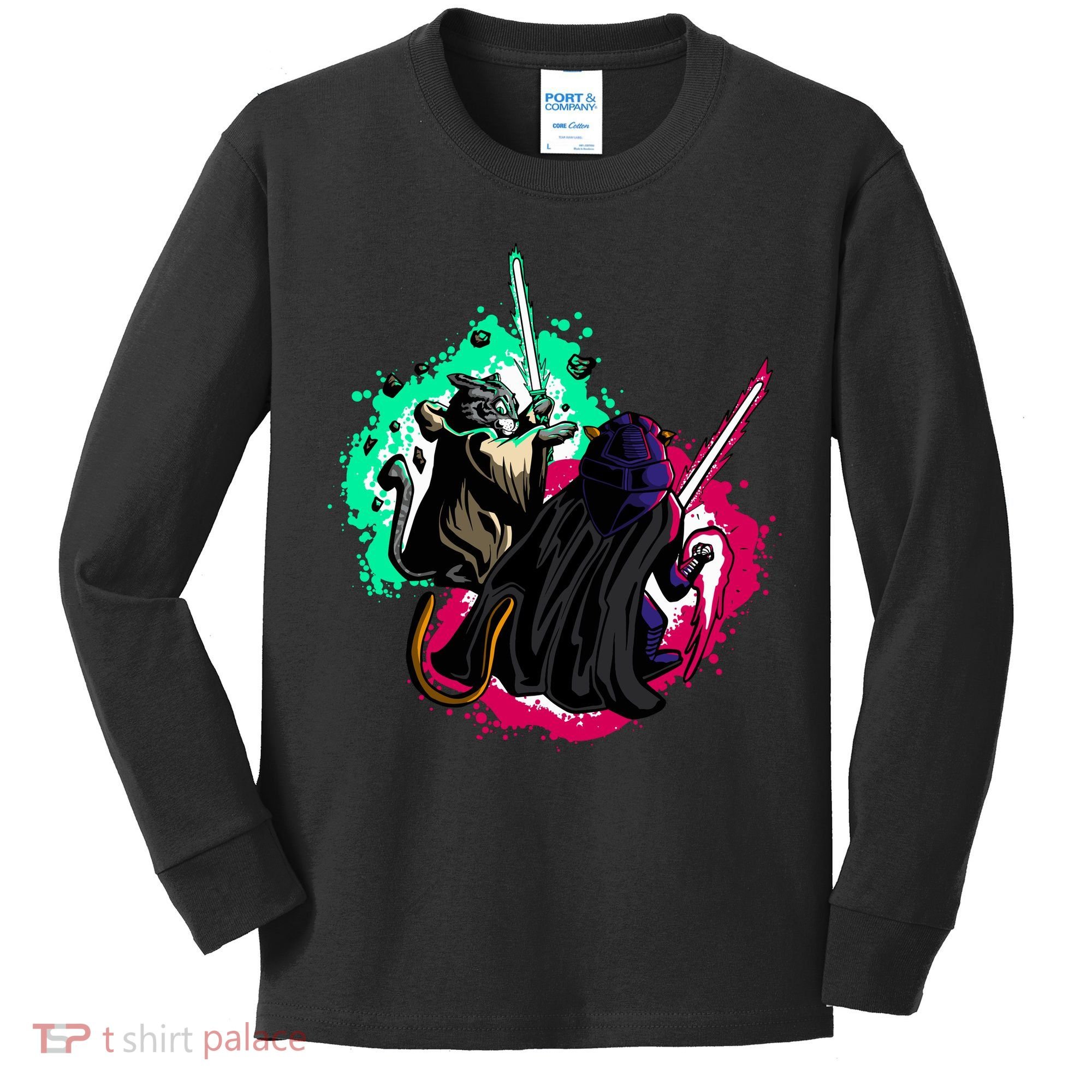 Cat Wars Light Swords Star Cats Funny Kids Long Sleeve Shirt