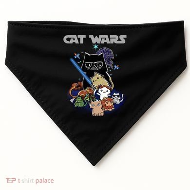Cat Wars Meow Cat Lover Illustration USA-Made Doggie Bandana