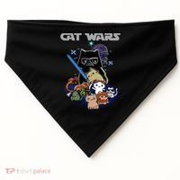 Cat Wars Meow Cat Lover Illustration USA-Made Doggie Bandana thumb 0