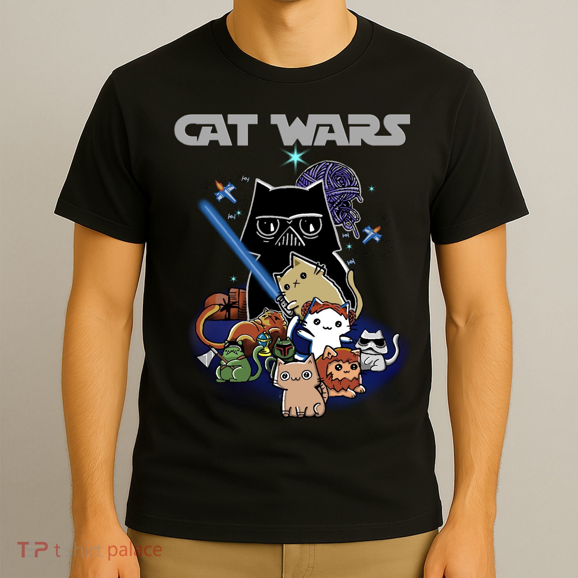 Cat Wars Meow Cat Lover Illustration T-Shirt