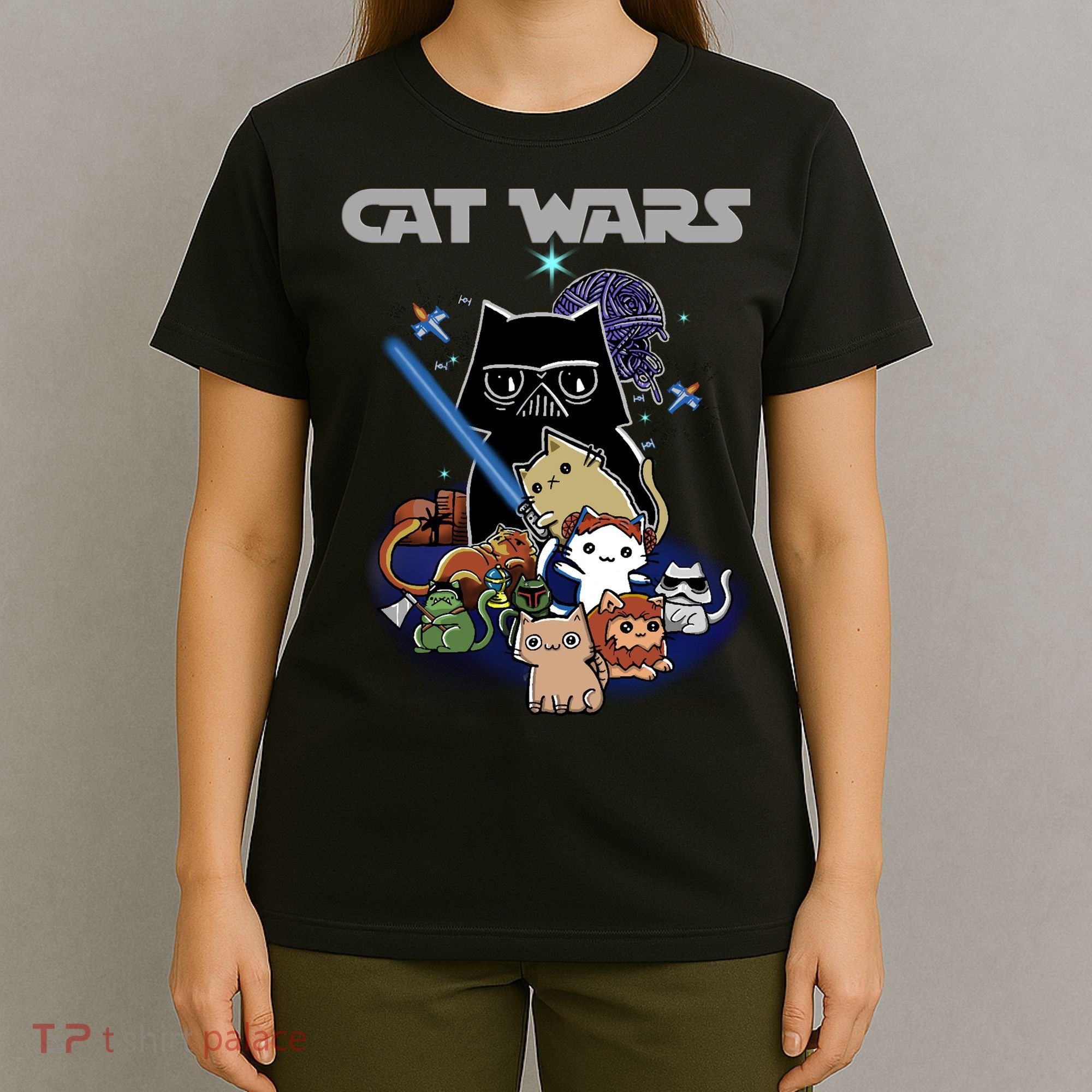 Cat Wars Meow Cat Lover Illustration T-Shirt