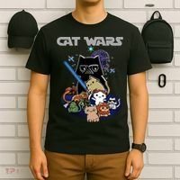 Cat Wars Meow Cat Lover Illustration T-Shirt thumb 6