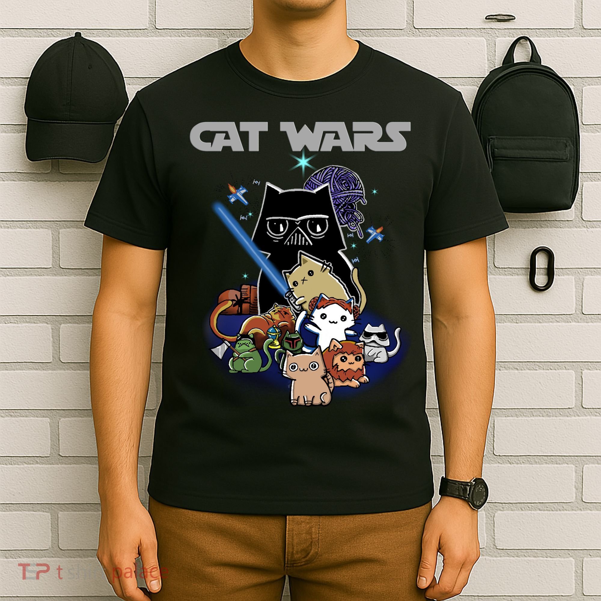 Cat Wars Meow Cat Lover Illustration T-Shirt