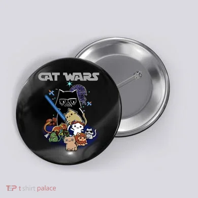 Cat Wars Meow Cat Lover Illustration Button