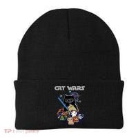 Cat Wars Meow Cat Lover Illustration Beanie thumb 0