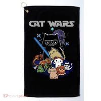 Cat Wars Meow Cat Lover Illustration Golf Towel thumb 0