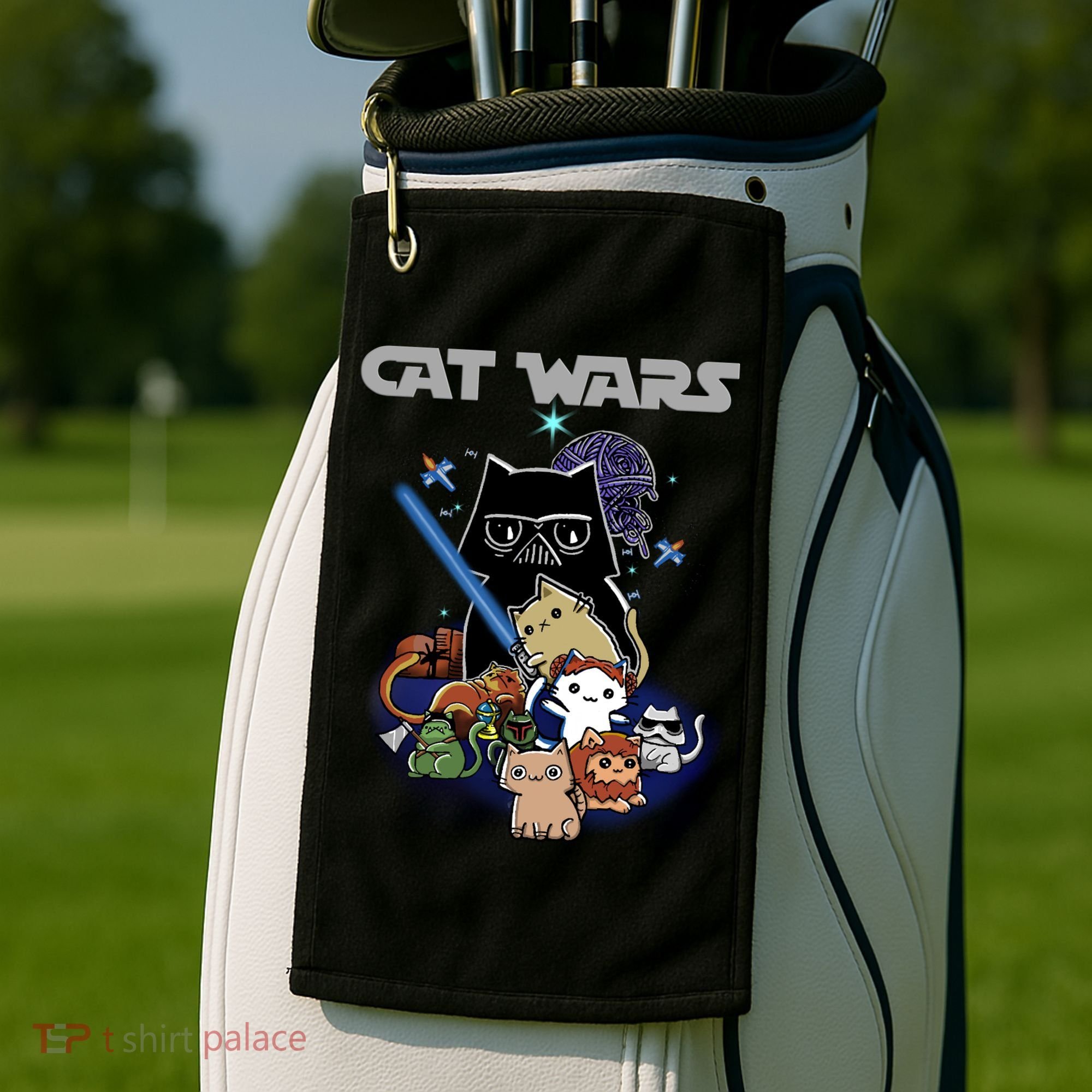 Cat Wars Meow Cat Lover Illustration Golf Towel