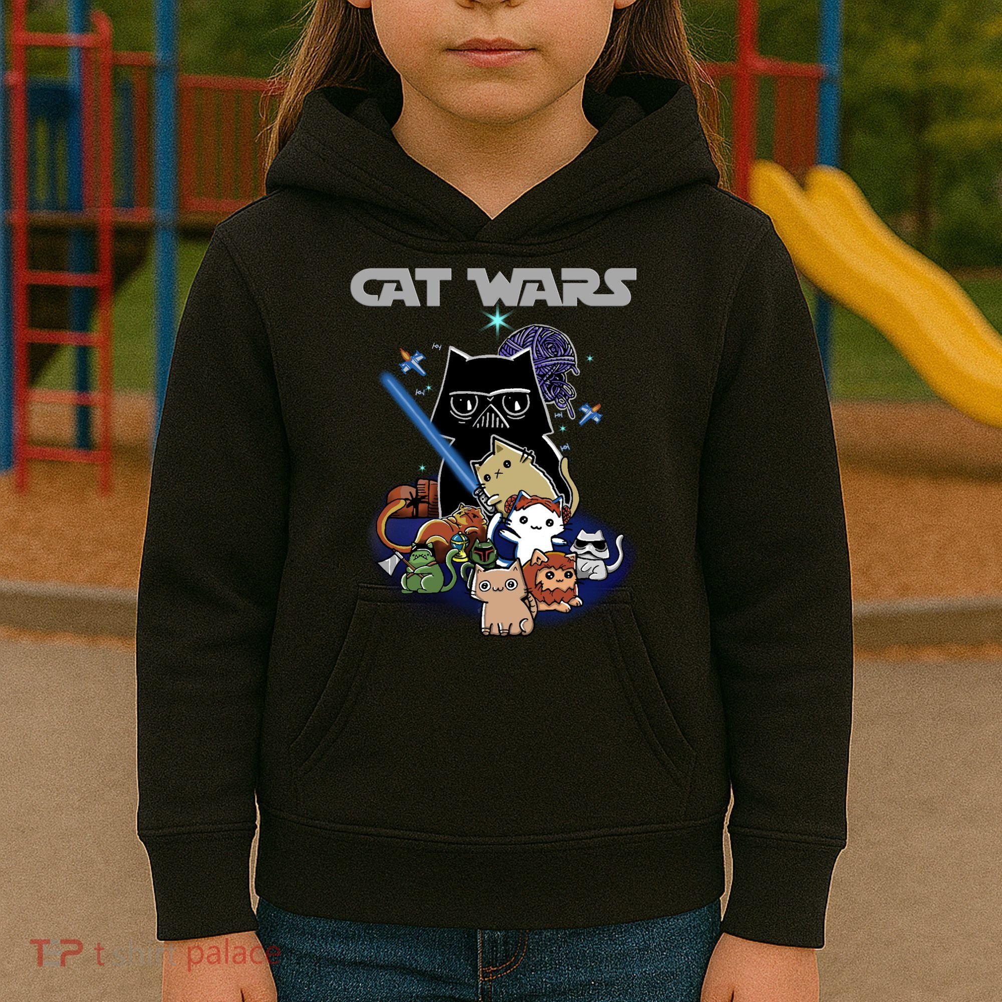 Cat Wars Meow Cat Lover Illustration Kids Hoodie