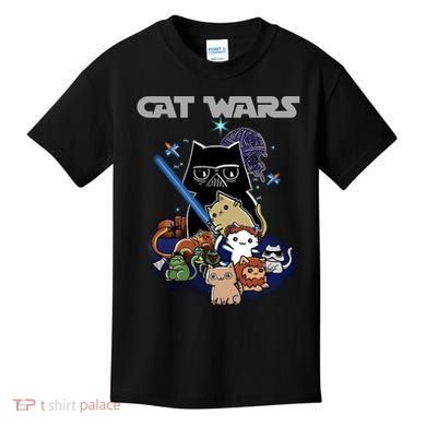 Cat Wars Meow Cat Lover Illustration Kids T-Shirt