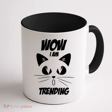 Cat Wow I'm Trending Coffee Mug back