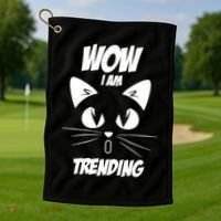 Cat Wow I'm Trending Golf Towel thumb 1