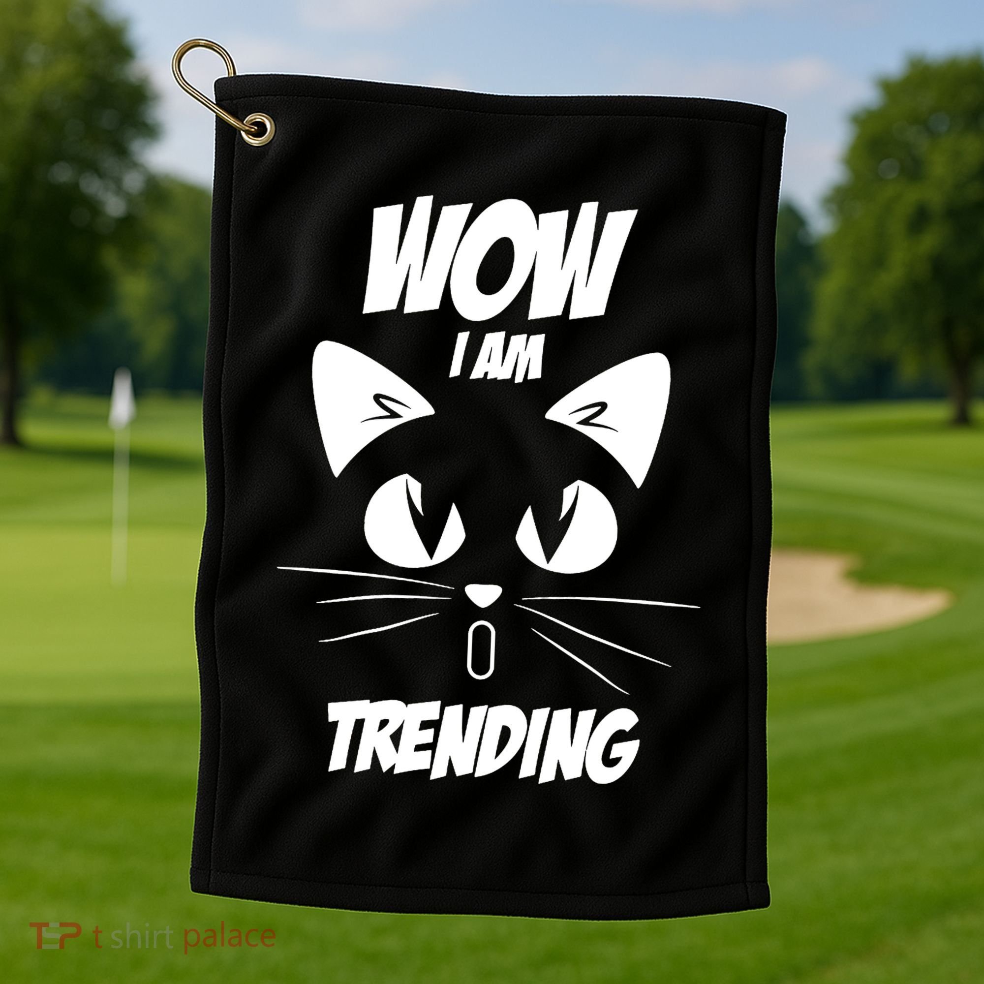Cat Wow I'm Trending Golf Towel