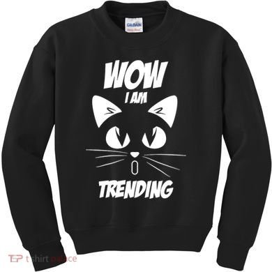 Cat Wow I'm Trending Kids Sweatshirt