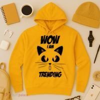 Cat Wow I'm Trending Hoodie thumb 3