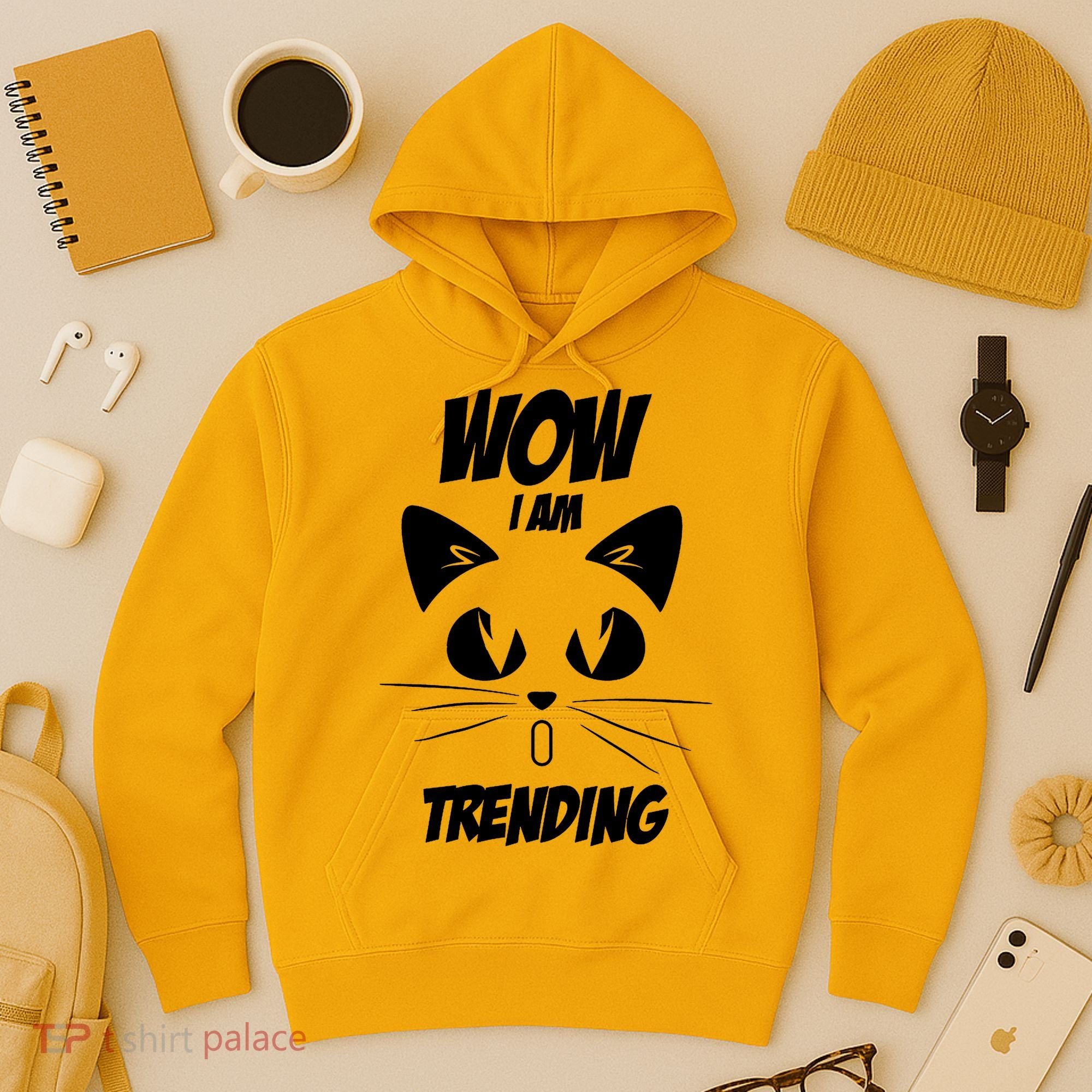 Cat Wow I'm Trending Hoodie