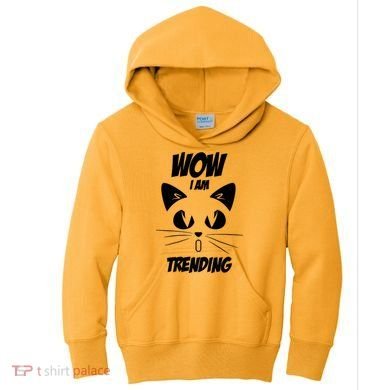 Cat Wow I'm Trending Kids Hoodie