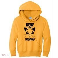 Cat Wow I'm Trending Kids Hoodie thumb 0