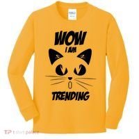 Cat Wow I'm Trending Kids Long Sleeve Shirt thumb 0