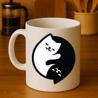 Cat Yin And Yang Cute Coffee Mug thumb 4