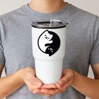 Cat Yin And Yang Cute Tumbler thumb 2