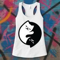 Cat Yin And Yang Cute Women's Tank Top thumb 3