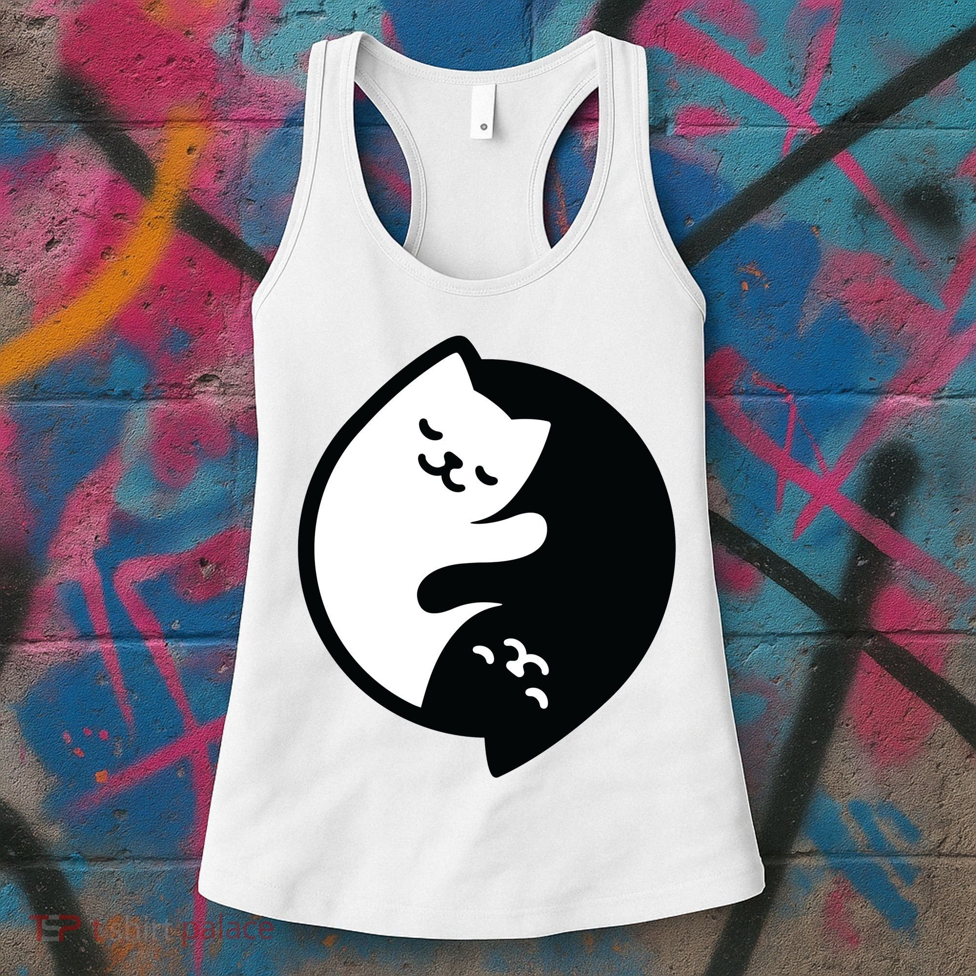 Cat Yin And Yang Cute Women's Tank Top